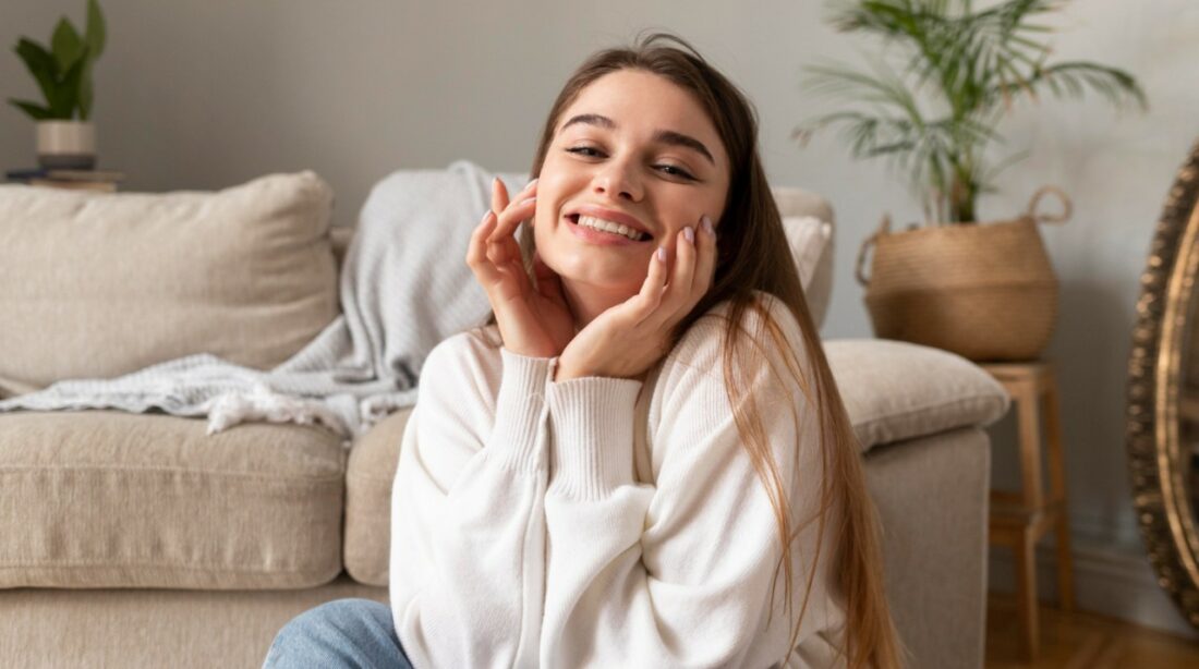 Jeune fille peau sans acné